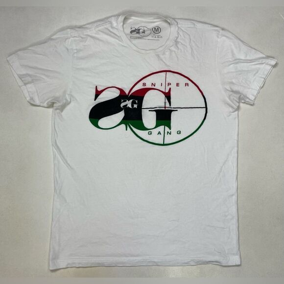 Sniper Gang Kodak Black Graphic T-shirt Men Medium White Short Sleeve - Picture 1 of 5